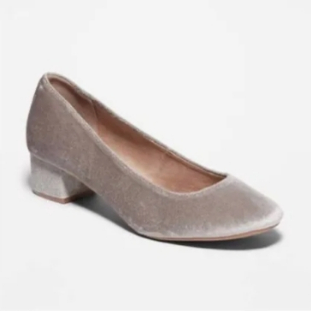 Old Navy Crushed Velver Ballet Block Heels Sz 10